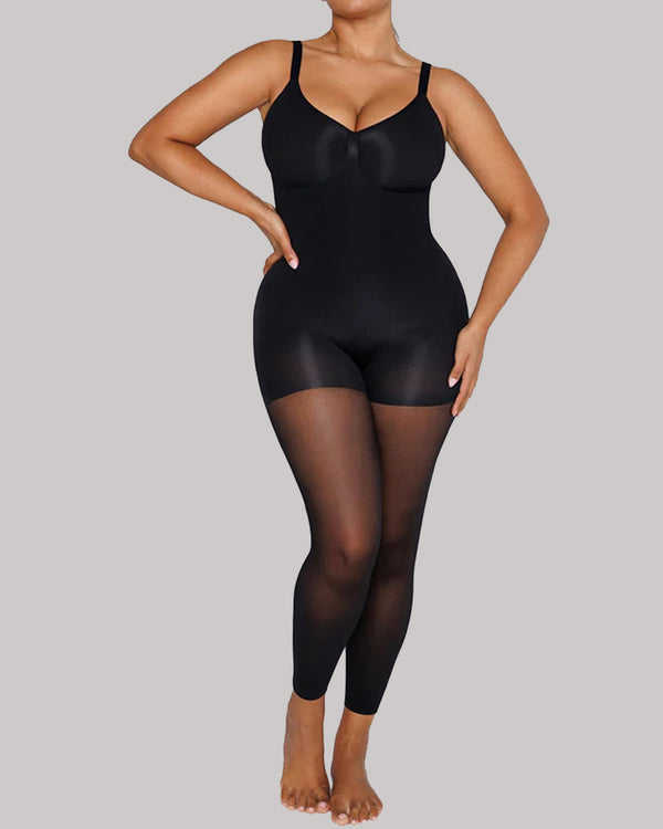 Full-body Shaping Seamless Mesh Paneling Tummy Control Butt Lifting Slimming Bodysuit