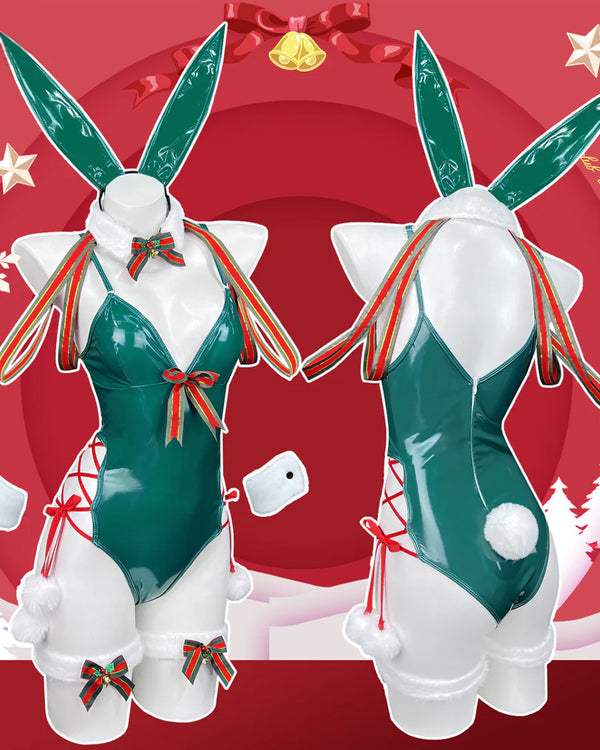 Christmas Sexy Bunny Girl Leather Lingerie Set